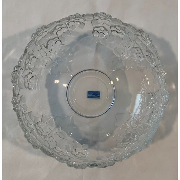 Mikasa Crystal Carmen Collection Frosted Bowl Floral Leaves Serving 8.75"x3.75" - Picture 5 of 12